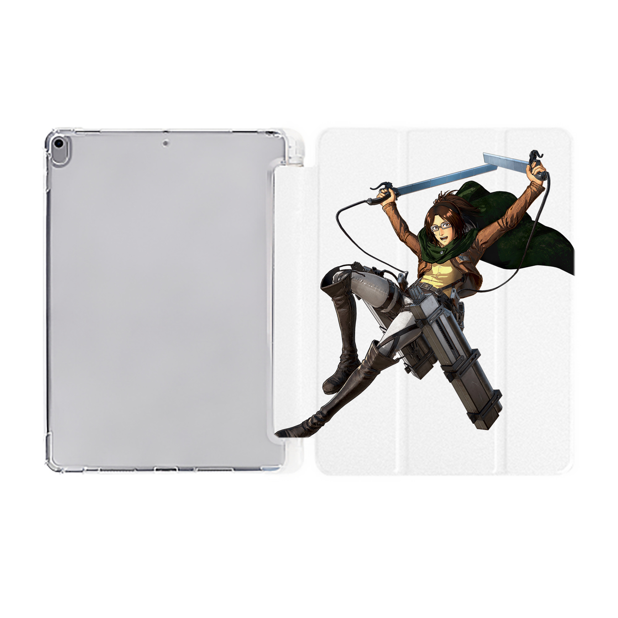 （画像用） 進撃の巨人 ハンジ·ゾエ Attack on Titan Hanji Zoe IPad ケース ペン収納付き 三つ折りスタンド PUレザー×シリコン 対応機種9.5/10.5/10.9インチ
